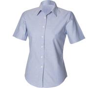 Henbury Women's Oxford Classic Short-Sleeved Shirt in Duck Egg Blue | Size: 12 Henbury Duck Egg Blue 12