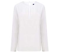 Henbury Women's Pleat Front Long Sleeve Blouse with Keyhole Back