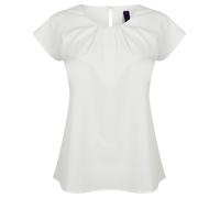 Henbury Women's Pleat Front Short Sleeve Blouse H597 - Smooth T Shirt