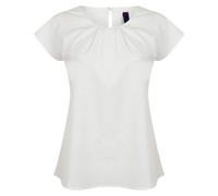 Henbury Women's Pleat Front Short Sleeve Blouse with Keyhole Back