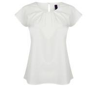Henbury Women's Pleat Front Short Sleeve Top in White | Size: 3XL Henbury White 3XL
