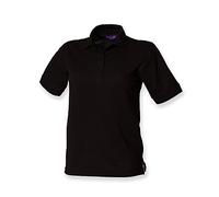 Henbury Ladies Pique Polo Shirt : Color - Black : Size - 10