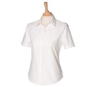 Henbury Women's Short Sleeve Oxford Shirt Classic Fit Wrinkle Resistant Cotton