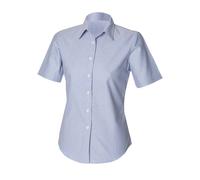 Henbury Women's Short Sleeve Classic Oxford Work Shirt in Blue | Size: Small Henbury Blue S