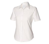 Henbury Women's Short Sleeve Classic Oxford Work Shirt in White | Size: Medium Henbury White M