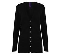 Henbury Womens v-button cardigan Black L