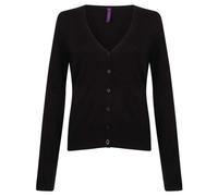 Henbury Women's V-Neck Cardigan Fine Knit Pearl Buttons Corporate Colours