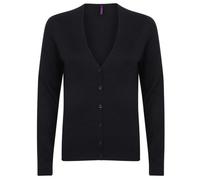 Henbury Women's V-Neck Cardigan Fine Knit Pearl Buttons Corporate Colours