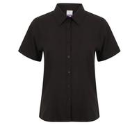 Henbury Women's Wicking Short-Sleeved Formal Shirt in Black | Size: Small Henbury Black S
