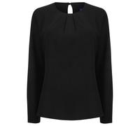 Henbury Women's Yarn Pleat Front Long-Sleeved Blouse in Black | Size: Medium Henbury Black M