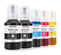 HenceBuy 113 Ink Refill Bottles Replacement for Epson 113 Ink Multipack EcoTank ET-16150 ET-16600 ET-16650 ET-16680 ET-5150 ET-5160 ET-5170 ET-5800 ET-5850 ET-5880 Black Cyan Magenta Yellow (5 Pack)