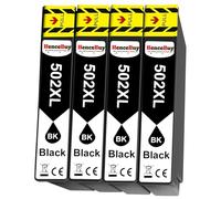 HenceBuy 502 XL Black Ink Cartridges Compatible for Epson 502XL Multipack for Epson Expression Home XP-5100 XP-5105 XP-5150 XP-5155 Workforce WF-2860 WF-2865 WF-2880 Printer (4 Black)