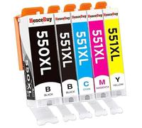 HenceBuy 550XL 551XL Ink Cartridges Compatible for PGI-550XL CLI-551XL 5PK