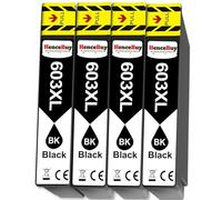 HenceBuy 603 Black Ink Cartridges XL Compatible for Epson 603XL Multipack Expression Home XP4100 XP4150 XP3105 XP3150 XP2100 XP2105 XP2150 XP2155 Workforce WF-2830 WF2810 WF2820 WF2850 WF2835 (4 BK)