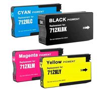 HenceBuy 712 Ink Cartridges Replacement for HP 712XL for HP DesignJet Studio Printer DesignJet T650 T630 T230 T210 T250 Black Cyan Yellow Magenta (4Pack)