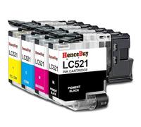 HenceBuy LC521 Ink Cartridges Compatible for Brother LC521 LC-521 LC521VAL | DCP-J1260W DCP-J1360DW DCP-J1310DW DCP-J1313DW DCP-J1460DW Printer Black Cyan Yellow Magenta
