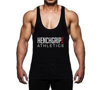HENCHGRIPZ Black Mens Stringer Bodybuilding Gym Muscle Vest LARGE