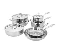 HENCKELS Clad Impulse 10-pc 3-Ply Stainless Steel Pots and Pans Set, Cookware Set, Fry Pan, Saucepan with Lid, Saute Pan with Lid, Dutch Oven with Lid, Stay-Cool Handles, Induction Stove Compatible