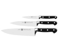ZWILLING Knife Set, 3 pcs, Paring Knife, Slicing Knife, Chef's Knife, Special stainless steel/plastic handle, Professional S, Silver/Black