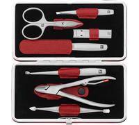 Henckels Twinox Manicure Set Dauphine Red- Z Comp. 7 Pieces- Combs- Nail Cleaner- Tweezers- Nn- File- Di- I