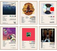 HENCT ART Kanyé Poster Wést Album Cover Signed Limited Posters Print Rapper Music Posters Canvas Wall Art Room Aesthetic Set of 6 for Teen and Girls Dorm Décor, 20cmx25cm (8inchx10inch)