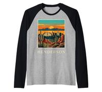 Henderson Nevada Retro Vintage Desert Skyline Sunset City Raglan Baseball Tee