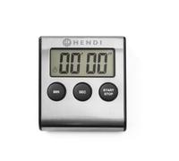 HENDI 582022 Digital kitchen timer, 65 x 70 x (H) 17 mm, Black/Silver