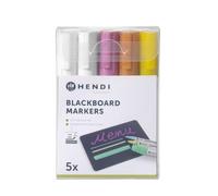 HENDI Blackboard markers, with oblique nib, 2x white, 1x pink, 1x yellow and 1x bronze, writing width 2 to 6mm