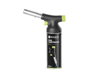 HENDI Crème Brûlée Burner with Refill Cartridge, for HENDI Gas Cartridges 199039, with Green Accents and the Ergonomic Handle, Flambé Burner, Butane, Gas Burner, Kitchen Burner, Black