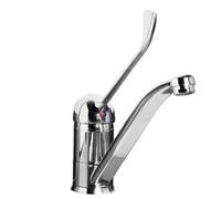 HENDI Kitchen Faucet with Long Lever, Faucet, Required Mounting Hole: ø35 mm, Long Lever for Easy Mixing of Hot and Cold Water, Stainless Steel