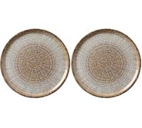 HENDI Pizza Plate, Porcelain, Pattern: Natural Stone Tones, Dishwasher and Microwave Suitable, ⌀330mm, Brown/Grey (Pack of 2)