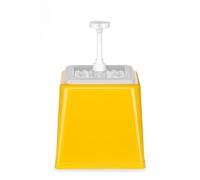 HENDI Pump Sauce Dispenser, Sauce Dispenser, Syringe Dispenser, Pump Dispenser, Capacity: 2.5 L, Dosage: 20 ml, ABS Housing, Polypropylene, 230 x 210 x (H) 250 mm, Yellow