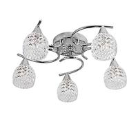 Hendon Swirl Polished Chrome/Shiny Silver Flush Ceiling 5 Light/Dining Room/Living Room/Bedroom/Light