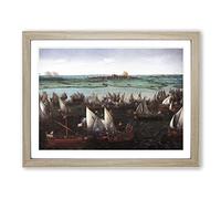 Hendrick Cornelisz Vroom Battle of Haarlemmermeer Classic Painting Framed Wall Art Print, Ready to Hang Picture for Living Room Bedroom Home Office Décor, Oak A2 (64 x 46 cm)