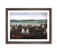 Hendrick Cornelisz Vroom Battle of Haarlemmermeer Classic Painting Framed Wall Art Print, Ready to Hang Picture for Living Room Bedroom Home Office Décor, Walnut A2 (64 x 46 cm)