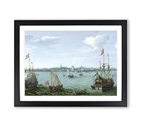 Hendrick Cornelisz Vroom Ships Classic Painting Framed Print | A2 Black Framed Wall Art | Ready to Hang | Classic Historical Picture | Living Room Bedroom Lounge Office