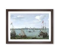 Hendrick Cornelisz Vroom Ships Framed Print | A2 Walnut Framed Wall Art | Ready to Hang | Modern Nature Picture | Living Room Bedroom Lounge Office