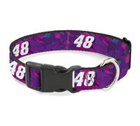 Hendrick Motorsports Pet Collar, Dog Collar Plastic Buckle, Alex Bowman #48 Car Scheme Purples Pinks White, 20 to 31 Inches 1.5 Inch Wide