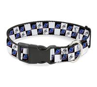 Hendrick Motorsports Pet Collar, Dog Collar Plastic Buckle, Kyle Larson Autograph and #5 Checker Logo Black White, 8.5 to 12 Inches 0.5 Inch Wide