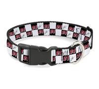 Hendrick Motorsports Pet Collar, Dog Collar Plastic Buckle, William Byron Autograph and #24 Checker Logo Black White Red, 9.5 to 14.5 Inches 0.5 Inch Wide