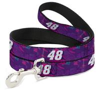 Hendrick Motorsports Pet Leash, Dog Leash, Alex Bowman #48 Car Scheme Purples Pinks White, 4 Feet Long 1.0 Inch Wide