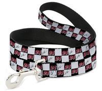 Hendrick Motorsports Pet Leash, Dog Leash, William Byron Autograph and #24 Checker Logo Black White Red, 6 Feet Long 1.5 Inch Wide