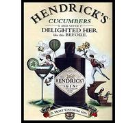 Hendrick's gin never delighted her like this before retro shabby chic vintage style picture metal wall plaque sign (200mm x 150mm)