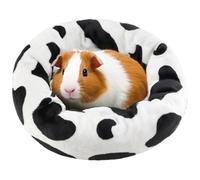 HeNdShe Guinea Pig Bed Soft Washable Donut-Shaped Burrowing Pet Bed for Dwarf Rabbits, Hedgehogs, Chinchillas, Ferrets, Rats Small Animal Mat for Snuggling and Playtime - Cow Pattern