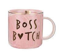 Hendson Boss Lady Mug - Best Gifts for Mom and Boss Women Friend - Funny Birthday Gifts for Boss Babe, Girl Boss, Best Boss, Girlfriend, Wife - Pink Marble Mugs, Ceramic 11.5oz Coffee Cup