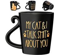 Hendson Cat Coffee Mug - Cat Mom Birthday Gifts for Women - Crazy Animal Lovers Lady Mug Gift for Mom, Daughter, Sister, Aunt, Wife, Best Friends, Coworkers - My & I Talk About You - 2-Sided, 12oz
