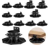 Henetion 12Pack Adjustable Deck Support Pedestal Foundation Deck Blocks Plastic Pedestal Paver Deck Support Paver Base Adjustable Height from 1.26'' to 2.9'', Suitable for Outdoor Anti-Corrosive Wood
