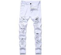 HENGAO Mens Destroyed Straight Fit Ripped Jeans - - 40