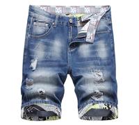 HENGAO Men's Ripped Jean Short Distressed Straight Fit Denim Shorts, 662, 36