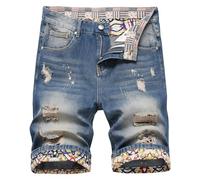 HENGAO Men's Ripped Jean Short Distressed Straight Fit Denim Shorts, 663, 42